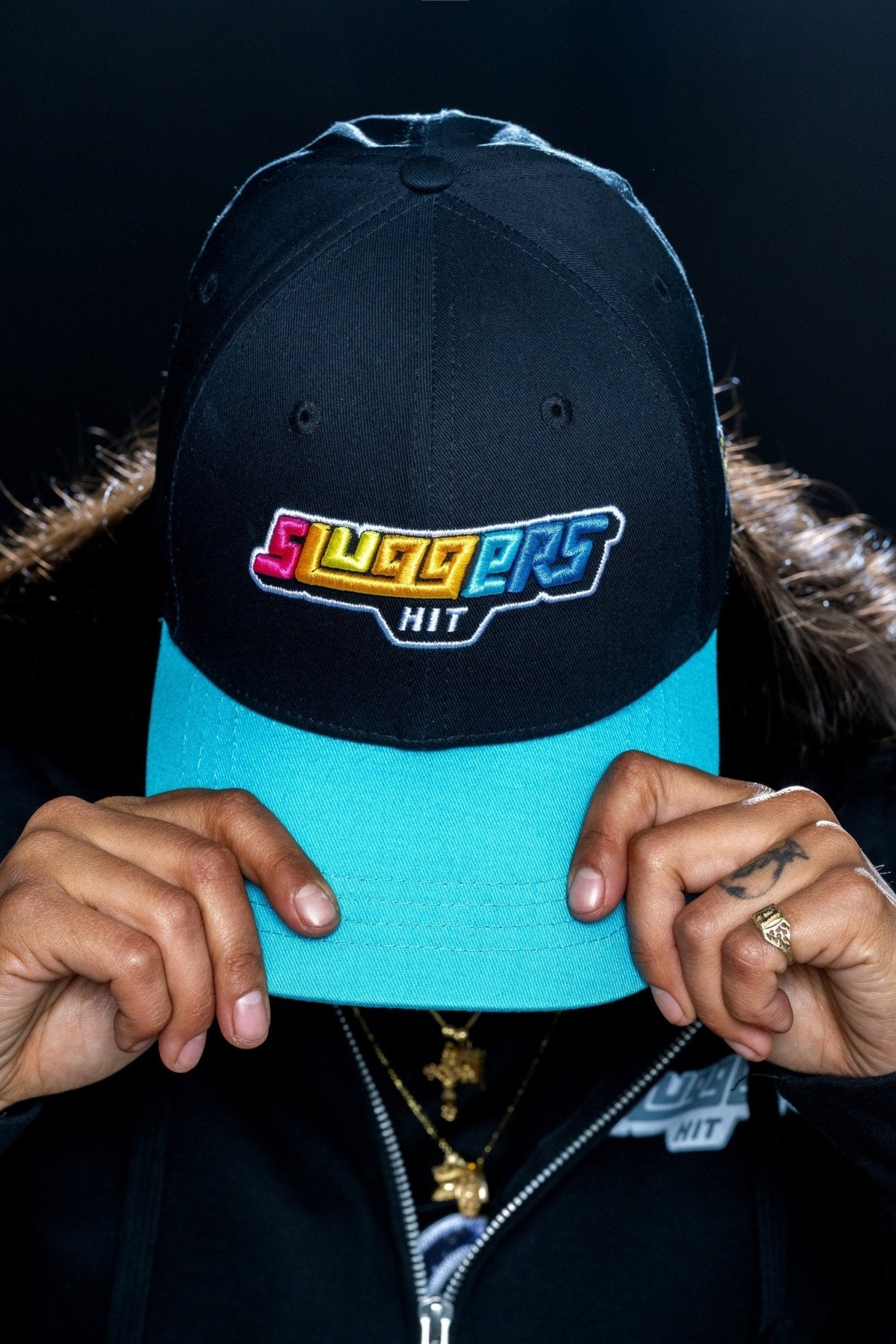 Black on Turquoise Snapback - Hat - Sluggers